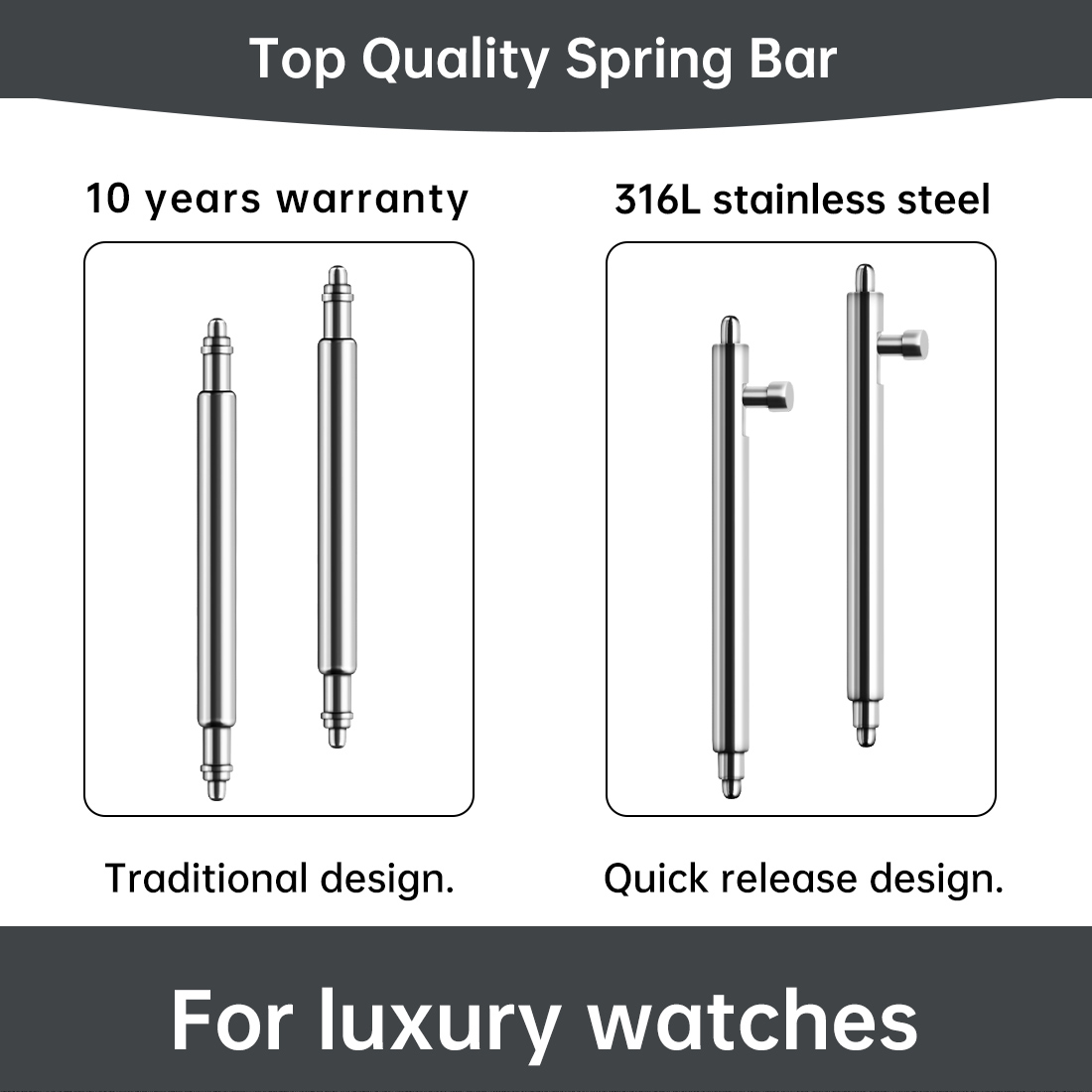 Leather Strap Quick Release - Maikes 316L Stainless Steel Quick Release