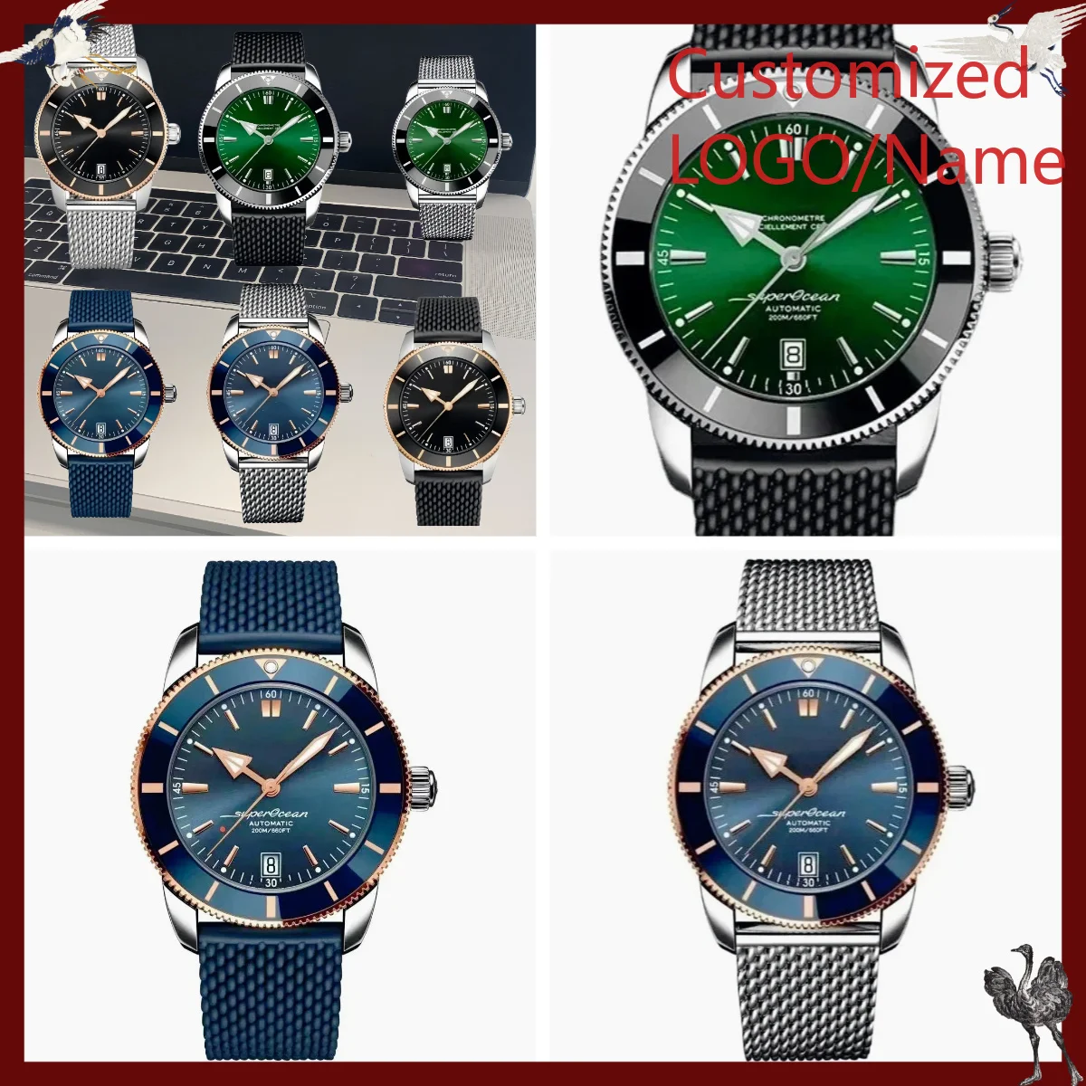 Rubber Strap Diver - A1212 Store Customized Watches 46mm Sport