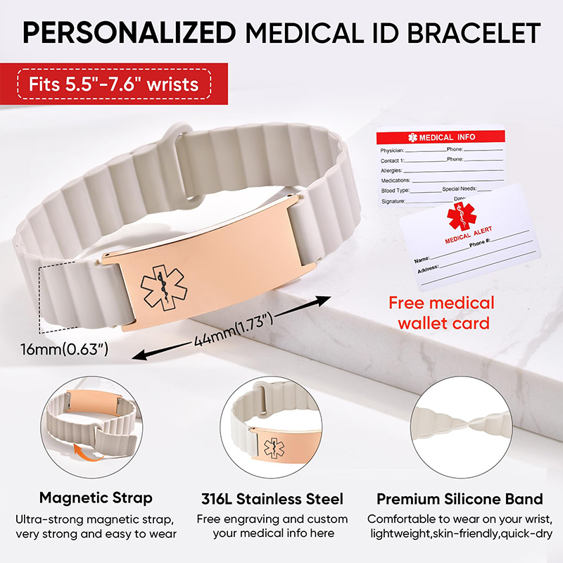 Custom Medical ID Bracelet for - Silicone Band Women recension och pris