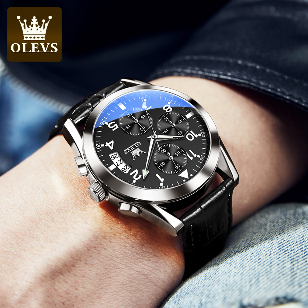 OLEVS Quartz Watch for Men Ori - Leather Watch Band Men recension och pris