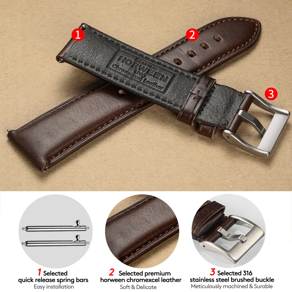Hemsut Watch Bands Genuine Lea - Leather Strap Quick Release recension och pris