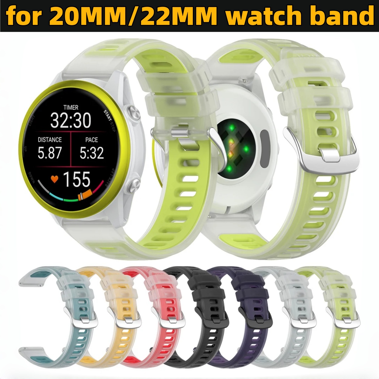 22mm 20mm Transparent Two-Tone - Silicone Watch Band 22Mm recension och pris