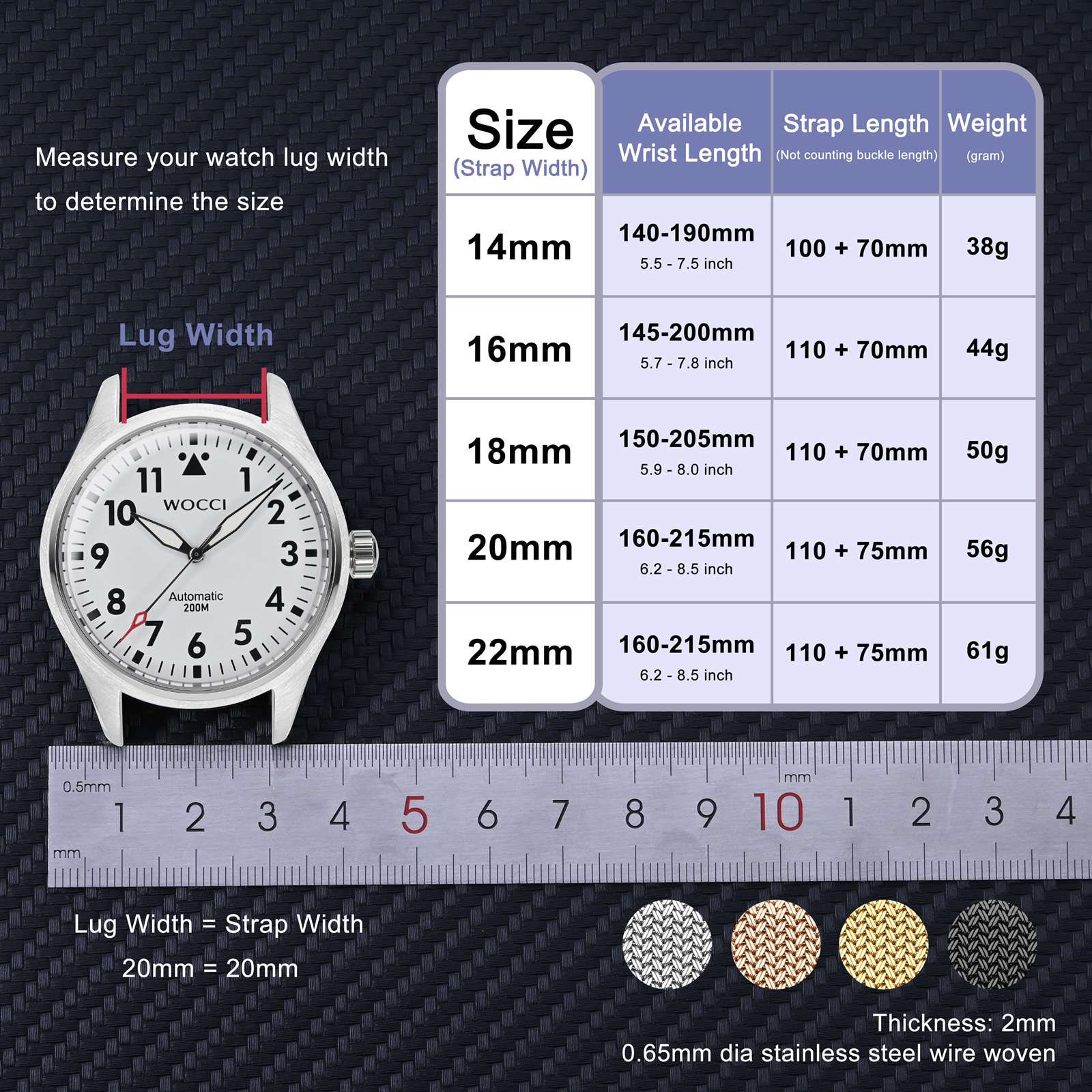 WOCCI Elite Metal Watch Band,  - Mesh Strap Metal recension och pris