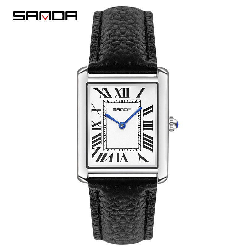Sanda Rectangular Wrist Watche - Leather Watch Band Men recension och pris