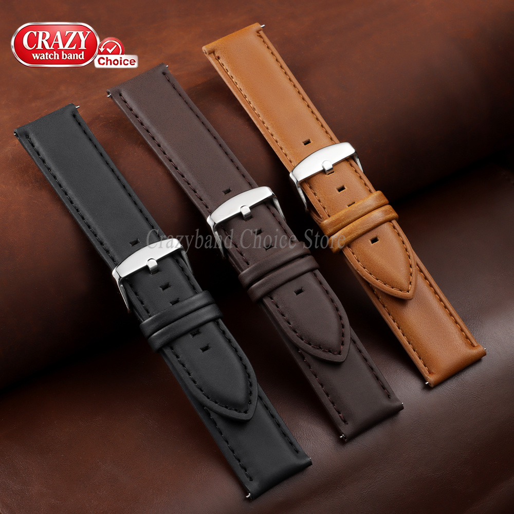 Oil Wax Cowhide Watch Band 18m - Leather Strap Quick Release recension och pris