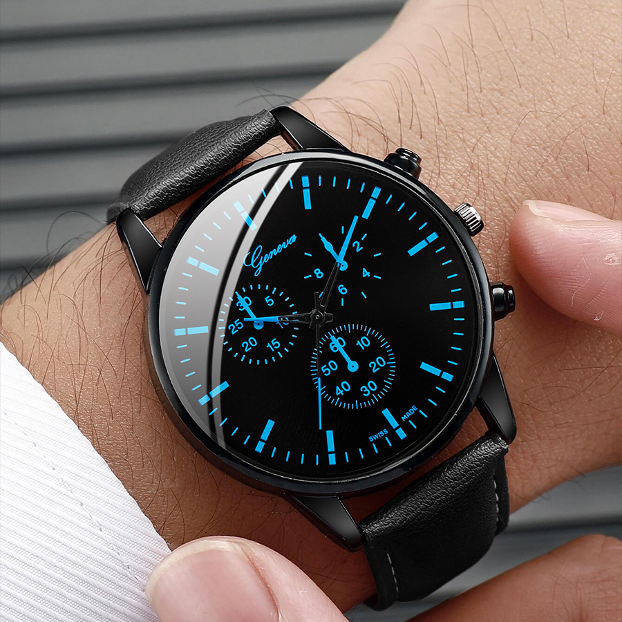 3PCS Fashion Men Business Watc - Leather Watch Band Men recension och pris