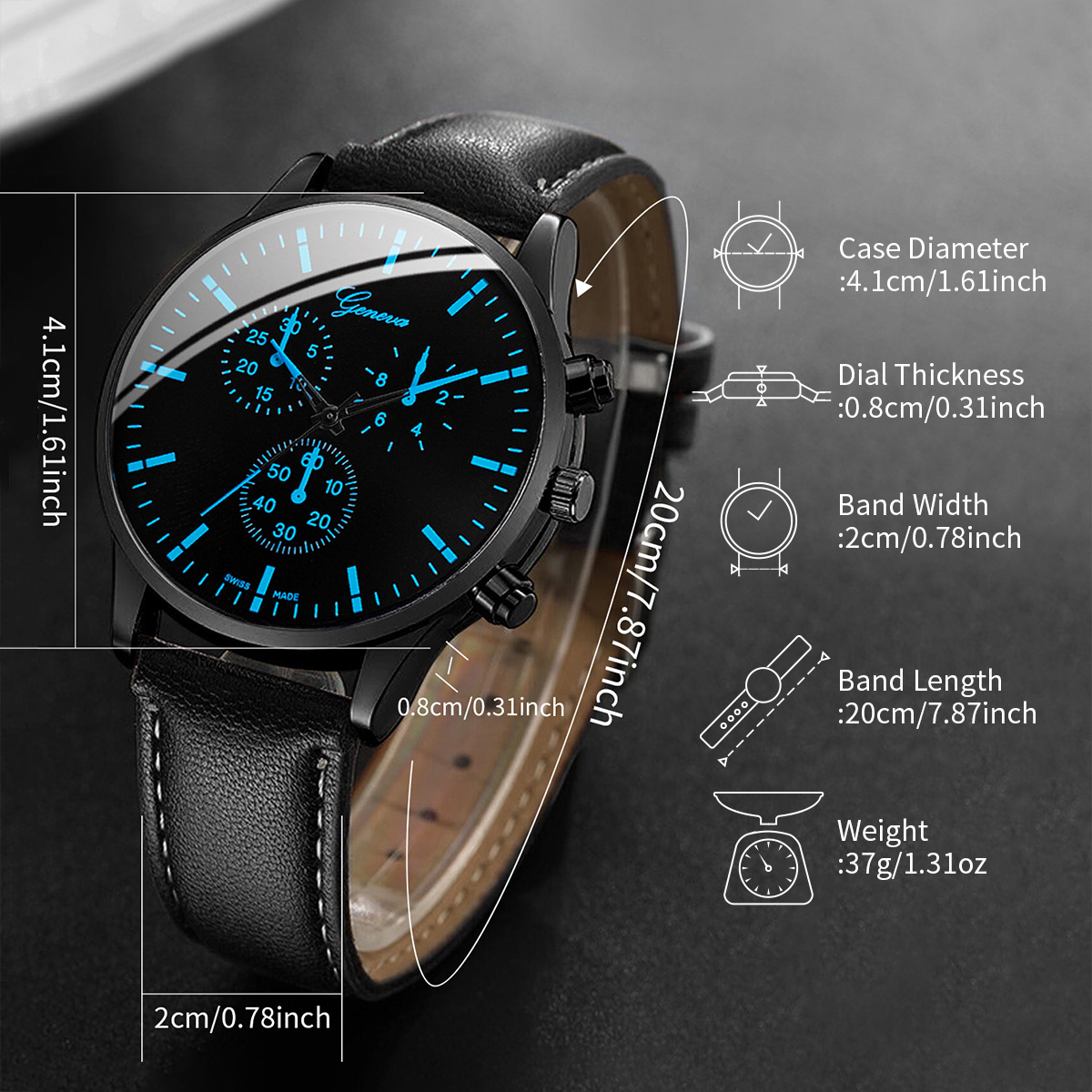 3PCS Fashion Men Business Watc - Leather Watch Band Men recension och pris