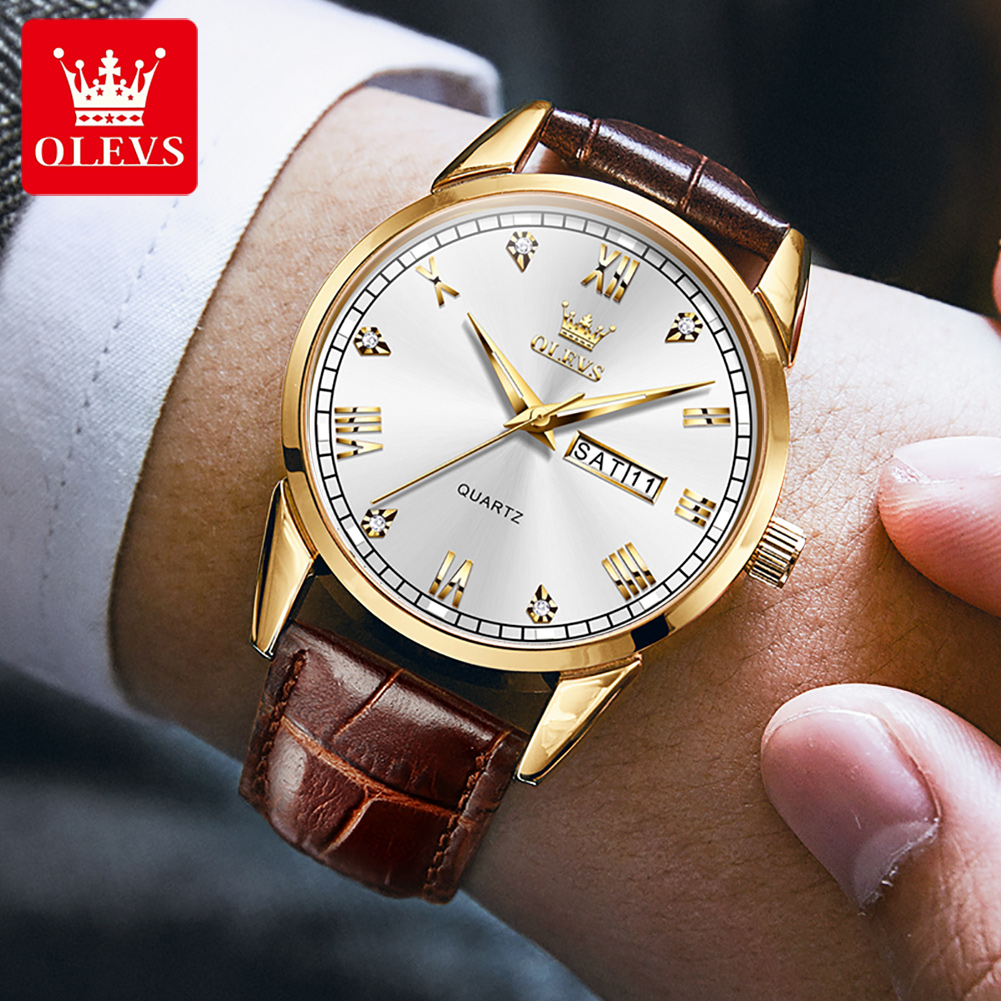 OLEVS 6896 Top Brand Men Quart - Leather Watch Band Men recension och pris