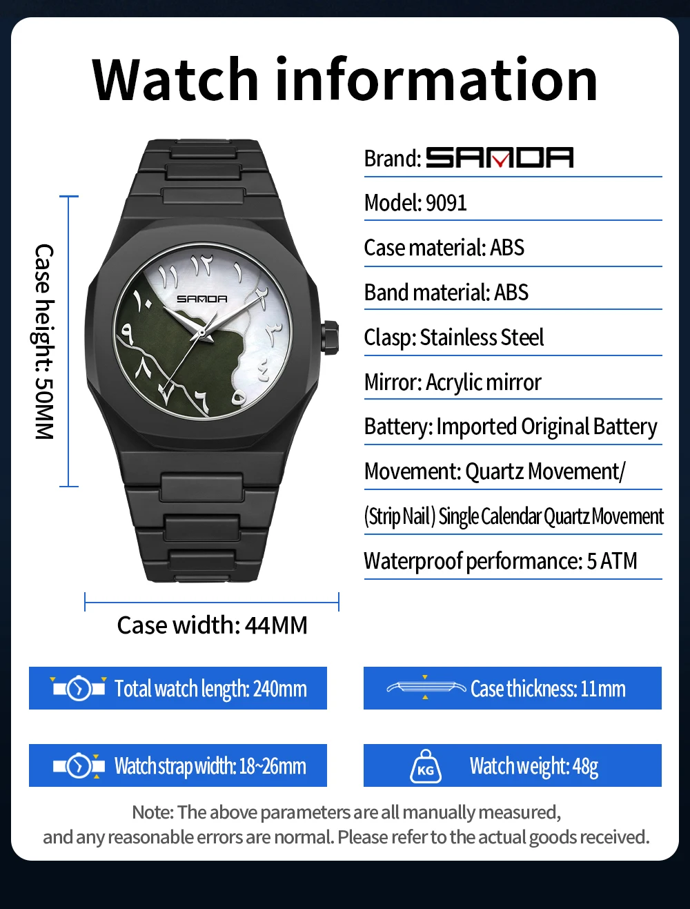 2025 SANDA Fashion Men's and W - Rubber Strap Diver recension och pris