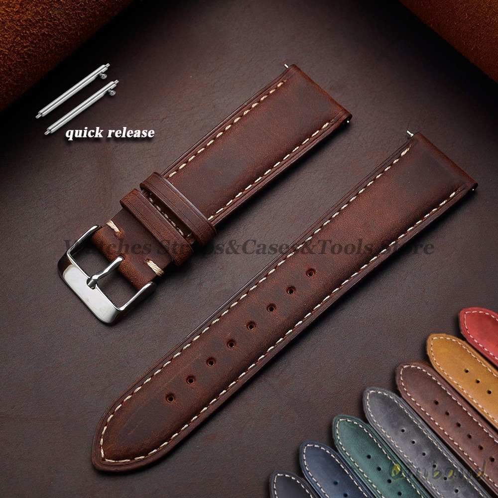 Vintage Cowhide Leather Watch  - Leather Strap Quick Release recension och pris