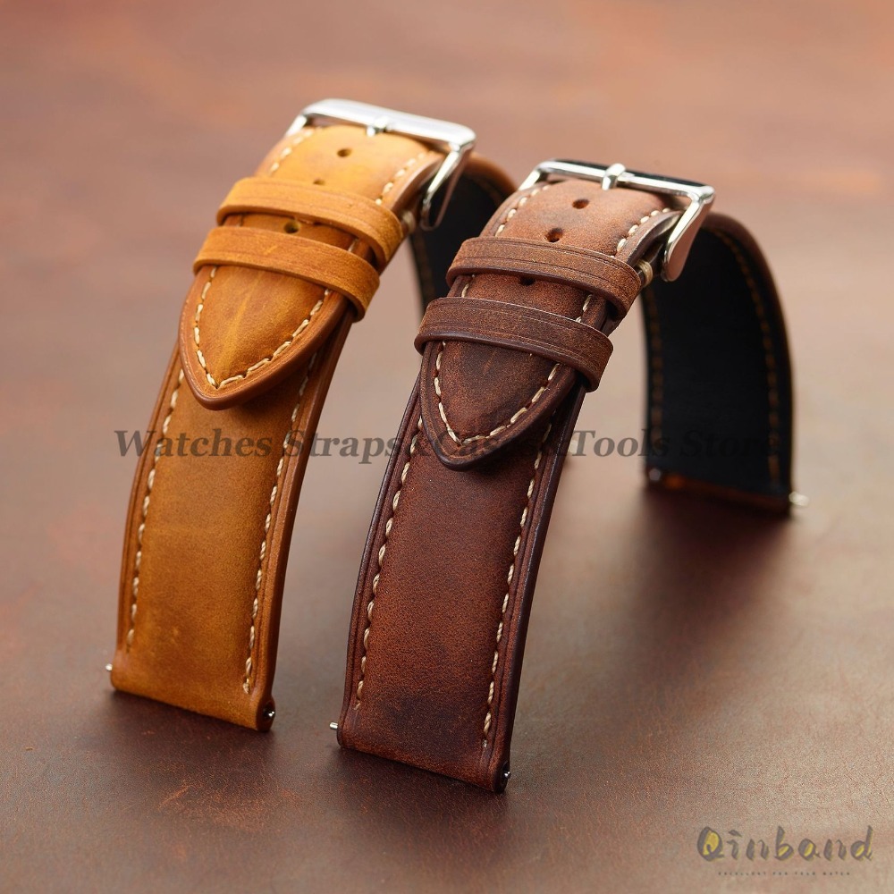Vintage Cowhide Leather Watch  - Leather Strap Quick Release recension och pris